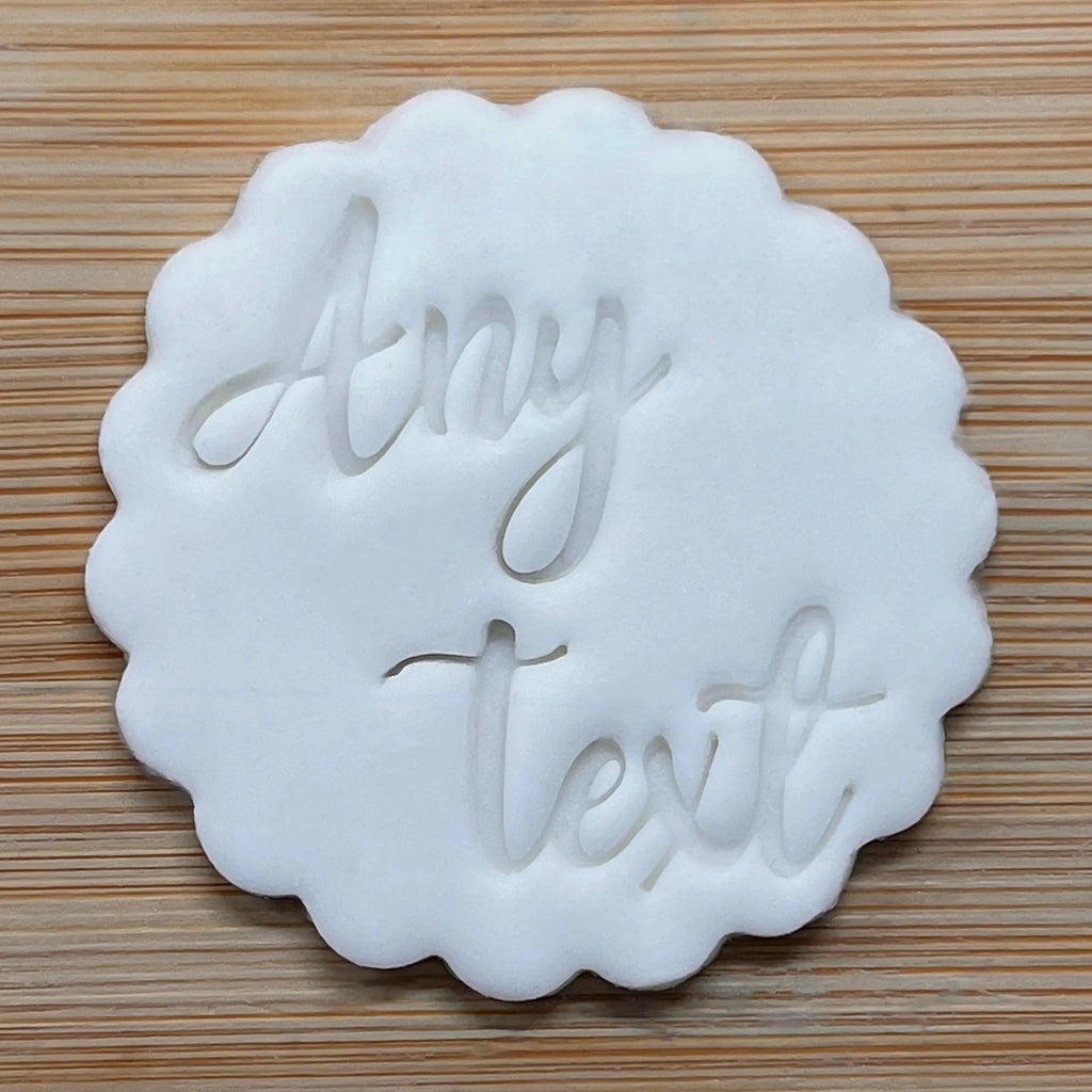 Custom Font & Text Cookie Stamp, Personalised Fondant Embosser Stencil, M&S All Butter Biscuit Favour Stamp - Embosser Boutique