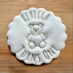 Custom Name Age With Bear Cookie Stamp, Personalised Birthday Fondant Embosser Stencil, M&S All Butter Biscuit Favour Stamp - Embosser Boutique