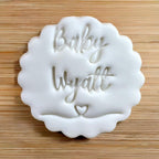 Custom Baby Name With Heart Cookie Stamp, Personalised Fondant Embosser Stencil, M&S All Butter Biscuit Favour Stamp - Embosser Boutique