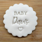 Custom Baby Name With Heart Cookie Stamp, Personalised Fondant Embosser Stencil, M&S All Butter Biscuit Favour Stamp - Embosser Boutique