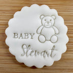 Custom Baby Name With Bear Cookie Stamp, Personalised Fondant Embosser Stencil, M&S All Butter Biscuit Favour Stamp - Embosser Boutique