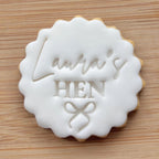 Custom Name Hen With Bow Cookie Stamp, Personalised Hen Do Fondant Embosser Stencil, M&S All Butter Biscuit Favour Stamp - Embosser Boutique