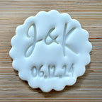 Custom Wedding Initials and Date Cookie Stamp, Personalised Fondant Embosser Stencil, M&S All Butter Biscuit Favour Stamp - Embosser Boutique