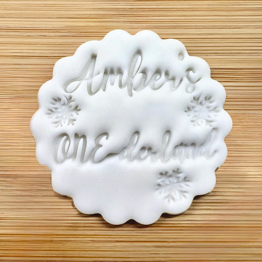 Custom Name ONE-derland Cookie Stamp, Personalised Birthday Fondant Embosser Stencil, M&S All Butter Biscuit Favour Stamp - Embosser Boutique