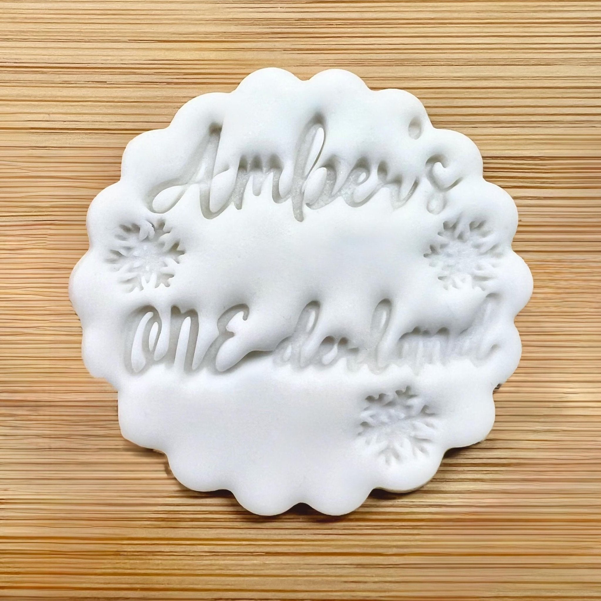Custom Name ONE-derland Cookie Stamp, Personalised Birthday Fondant Embosser Stencil, M&S All Butter Biscuit Favour Stamp - Embosser Boutique