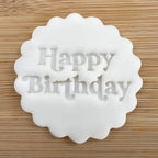 Happy Birthday Cookie Stamp, Birthday Fondant Embosser Stencil, M&S All Butter Biscuit Favour Stamp - Embosser Boutique