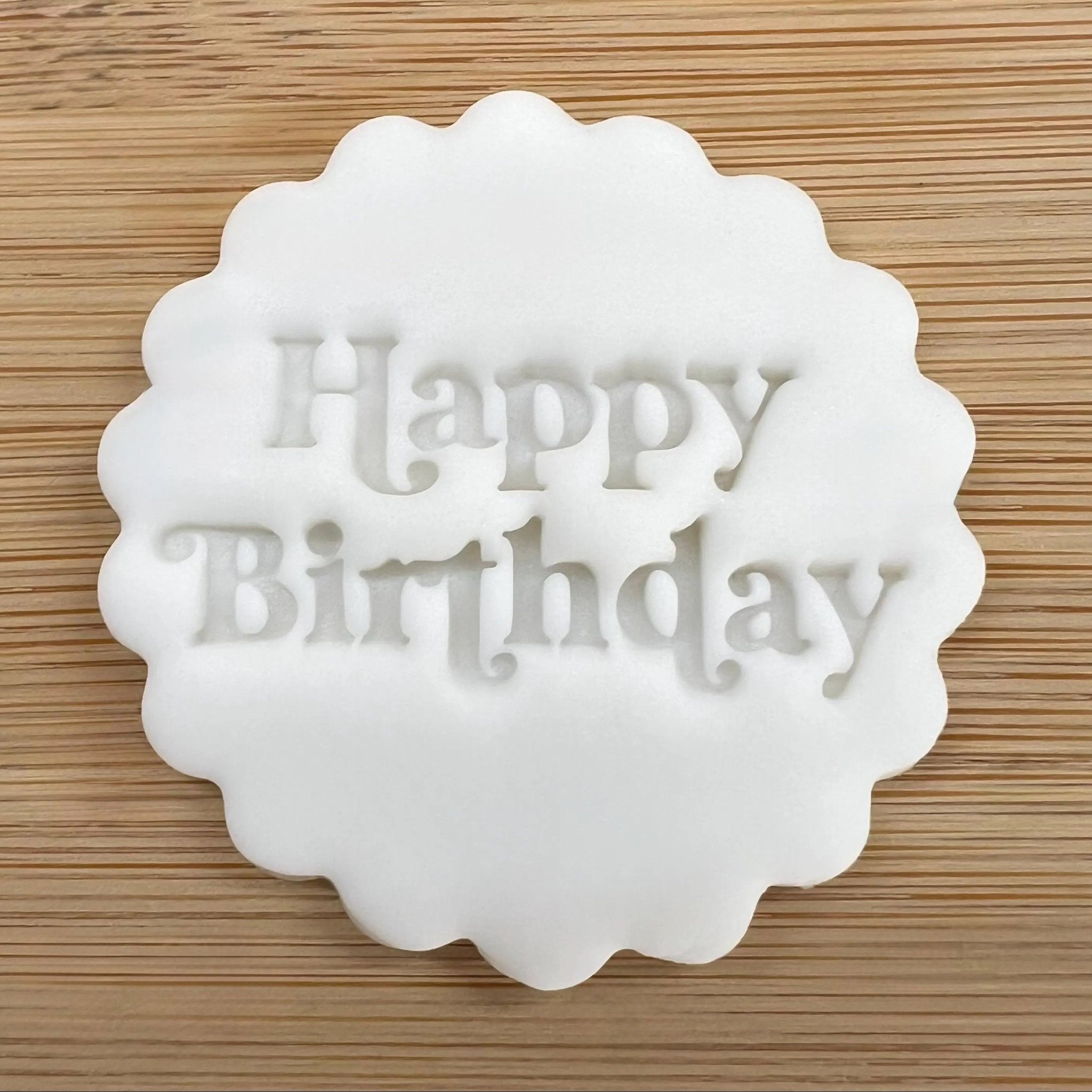 Happy Birthday Cookie Stamp, Birthday Fondant Embosser Stencil, M&S All Butter Biscuit Favour Stamp - Embosser Boutique
