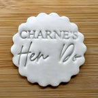 Custom Name Hen Do Cookie Stamp, Personalised Fondant Embosser Stencil, M&S All Butter Biscuit Favour Stamp - Embosser Boutique