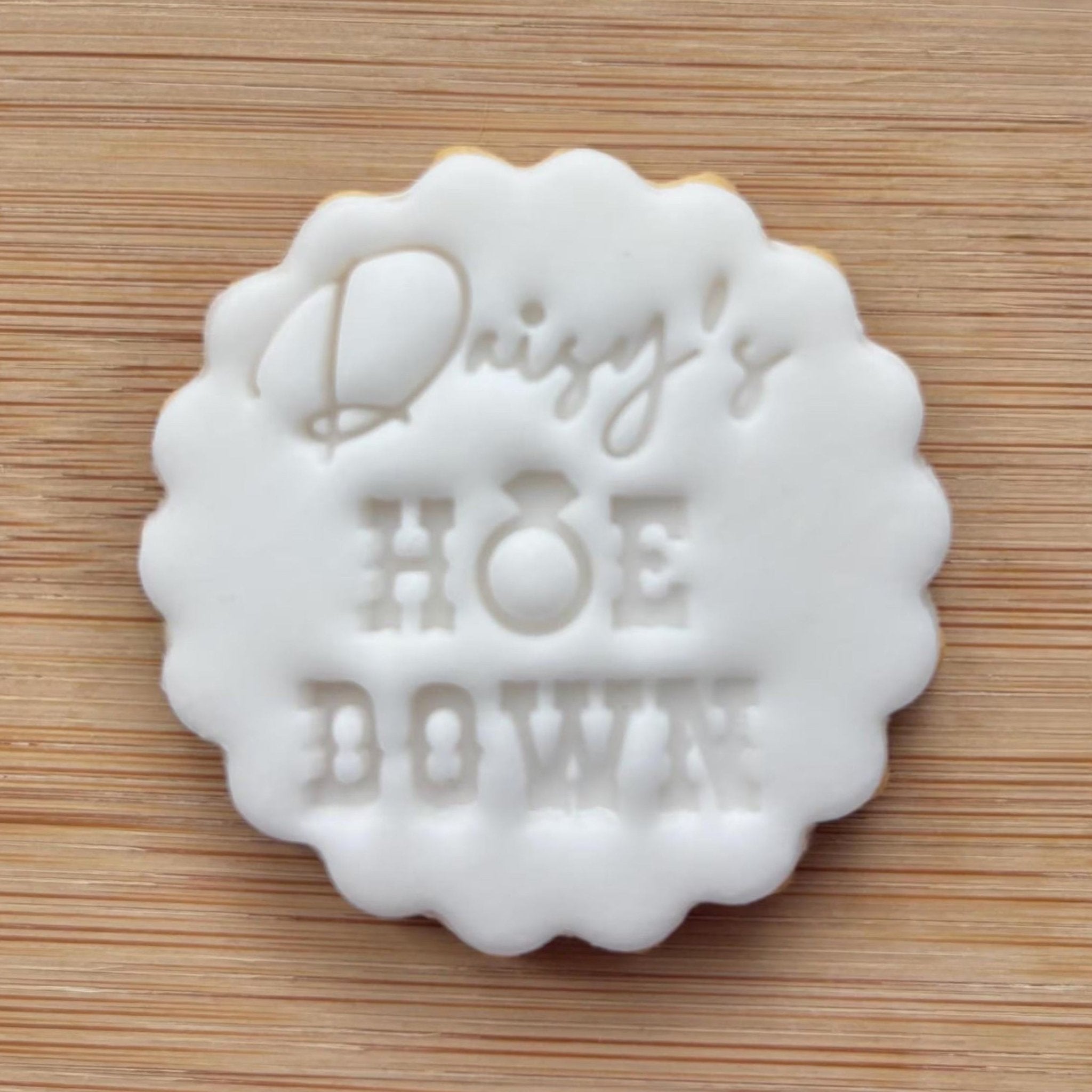 Custom Hoe Down Name Cookie Stamp, Personalised Fondant Embosser Stencil, M&S All Butter Biscuit Favour Stamp - Embosser Boutique