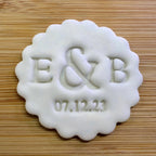 Custom Wedding Initials and Date Cookie Stamp, Personalised Fondant Embosser Stencil, M&S All Butter Biscuit Favour Stamp - Embosser Boutique