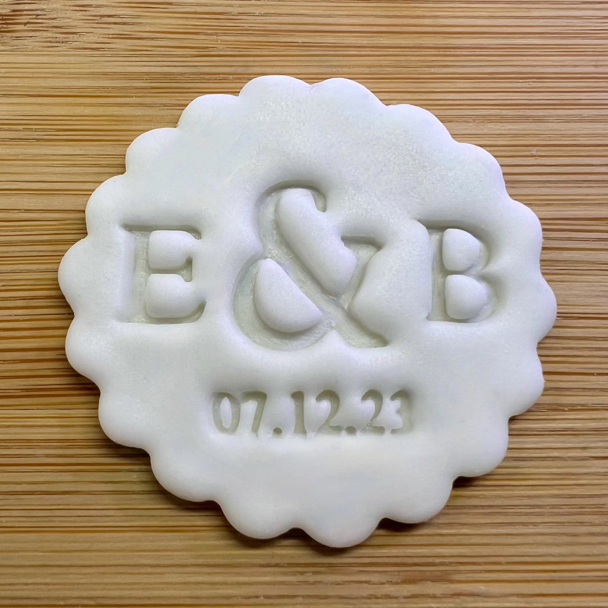 Custom Wedding Initials and Date Cookie Stamp, Personalised Fondant Embosser Stencil, M&S All Butter Biscuit Favour Stamp - Embosser Boutique
