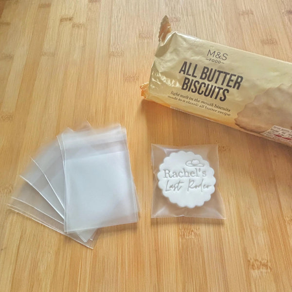 Biscuit Favour Bags For M&S All Butter Biscuits, CLEAR Matte Design, Self Sealing - Embosser Boutique