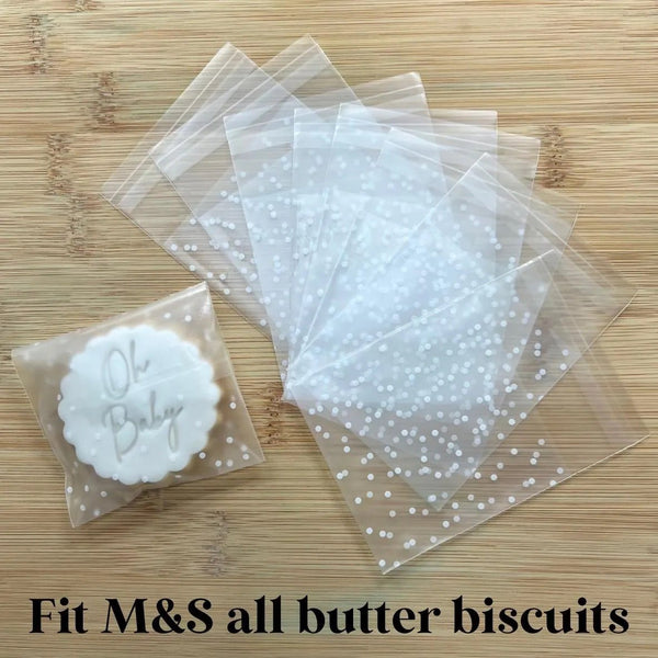 Self Sealing Favour Bags For M&S All Butter Biscuits - POLKA DOT Design - Embosser Boutique