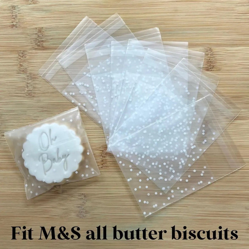 Self Sealing Favour Bags For M&S All Butter Biscuits - POLKA DOT Design - Embosser Boutique