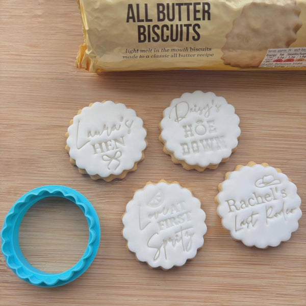 Custom Font & Text Cookie Stamp, Personalised Fondant Embosser Stencil, M&S All Butter Biscuit Favour Stamp - Embosser Boutique