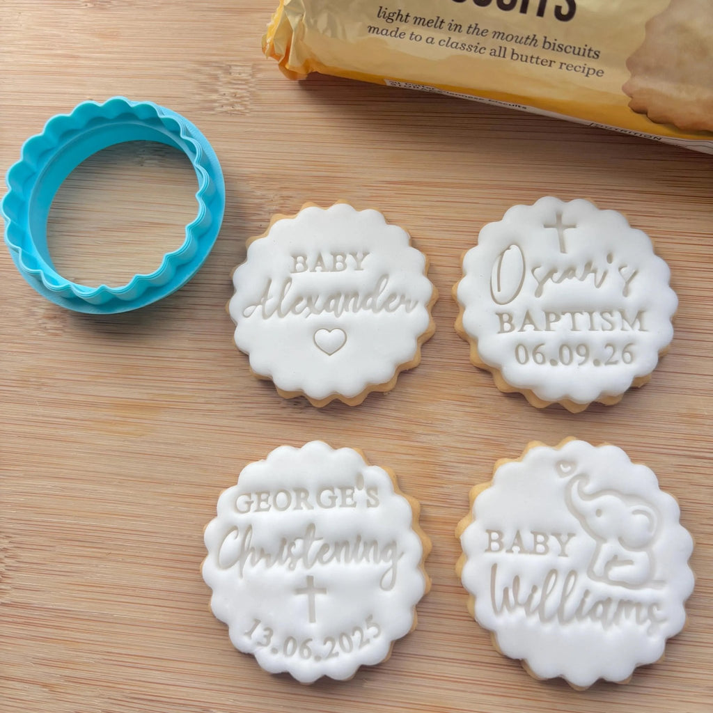 Custom Font & Text Cookie Stamp, Personalised Fondant Embosser Stencil, M&S All Butter Biscuit Favour Stamp - Embosser Boutique