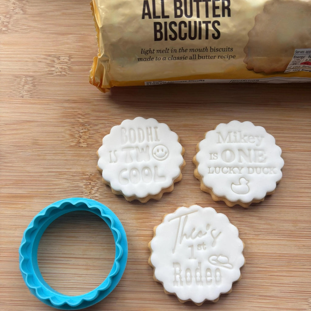 Custom Font & Text Cookie Stamp, Personalised Fondant Embosser Stencil, M&S All Butter Biscuit Favour Stamp - Embosser Boutique