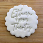 Custom Name Age Cookie Stamp, Personalised Birthday Fondant Embosser Stencil, M&S All Butter Biscuit Favour Stamp - Embosser Boutique