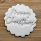 Merry Christmas Cookie Stamp, Festive Fondant Embosser Stencil, M&S All Butter Biscuit Favour Stamp - Embosser Boutique