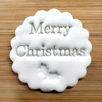Merry Christmas Cookie Stamp With Holly, Festive Fondant Embosser Stencil, M&S All Butter Biscuit Favour Stamp - Embosser Boutique