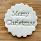 Merry Christmas Cookie Stamp, Festive Fondant Embosser Stencil, M&S All Butter Biscuit Favour Stamp - Embosser Boutique