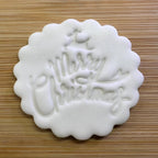 Merry Christmas Cookie Stamp With Reindeer, Festive Fondant Embosser Stencil, M&S All Butter Biscuit Favour Stamp - Embosser Boutique