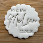 Custom Wedding Mr & Mrs Surname With Date Cookie Stamp, Personalised Fondant Embosser Stencil, M&S All Butter Biscuit Favour Stamp - Embosser Boutique