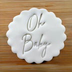 Oh Baby Cookie Stamp, Baby Shower Fondant Embosser Stencil, M&S All Butter Biscuit Favour Stamp - Embosser Boutique