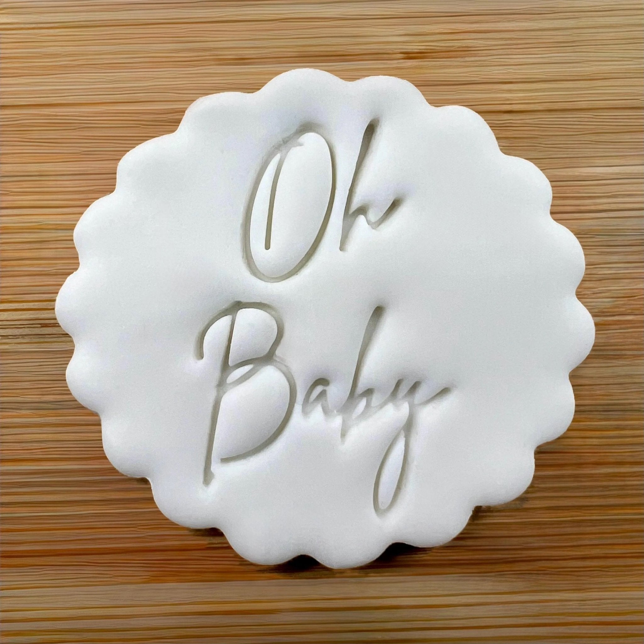 Oh Baby Cookie Stamp, Baby Shower Fondant Embosser Stencil, M&S All Butter Biscuit Favour Stamp - Embosser Boutique