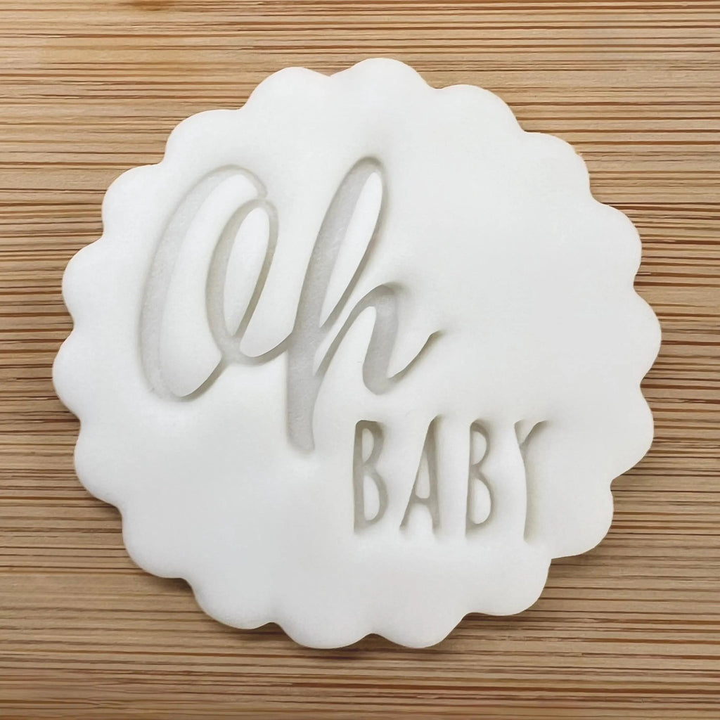 Oh Baby Cookie Stamp, Baby Shower Fondant Embosser Stencil, M&S All Butter Biscuit Favour Stamp - Embosser Boutique