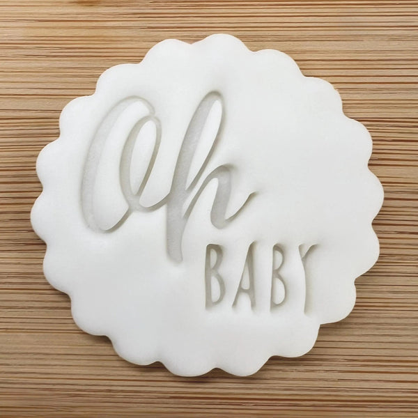 Oh Baby Cookie Stamp, Baby Shower Fondant Embosser Stencil, M&S All Butter Biscuit Favour Stamp - Embosser Boutique