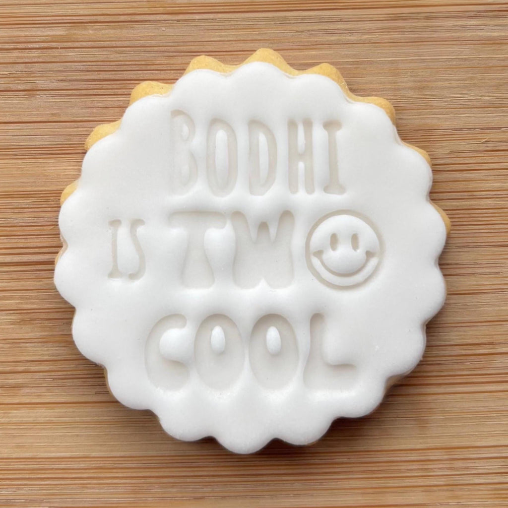 Custom Name Two Cool Cookie Stamp, Personalised Second Birthday Fondant Embosser Stencil, M&S All Butter Biscuit Favour Stamp - Embosser Boutique