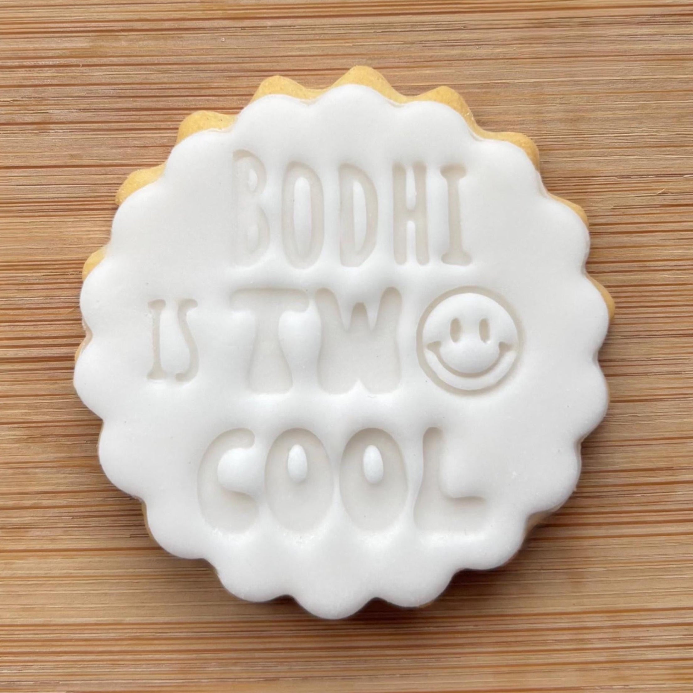 Custom Name Two Cool Cookie Stamp, Personalised Second Birthday Fondant Embosser Stencil, M&S All Butter Biscuit Favour Stamp - Embosser Boutique