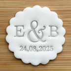 Custom Wedding Initials and Date Cookie Stamp, Personalised Fondant Embosser Stencil, M&S All Butter Biscuit Favour Stamp - Embosser Boutique