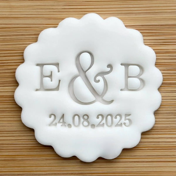 Custom Wedding Initials and Date Cookie Stamp, Personalised Fondant Embosser Stencil, M&S All Butter Biscuit Favour Stamp - Embosser Boutique