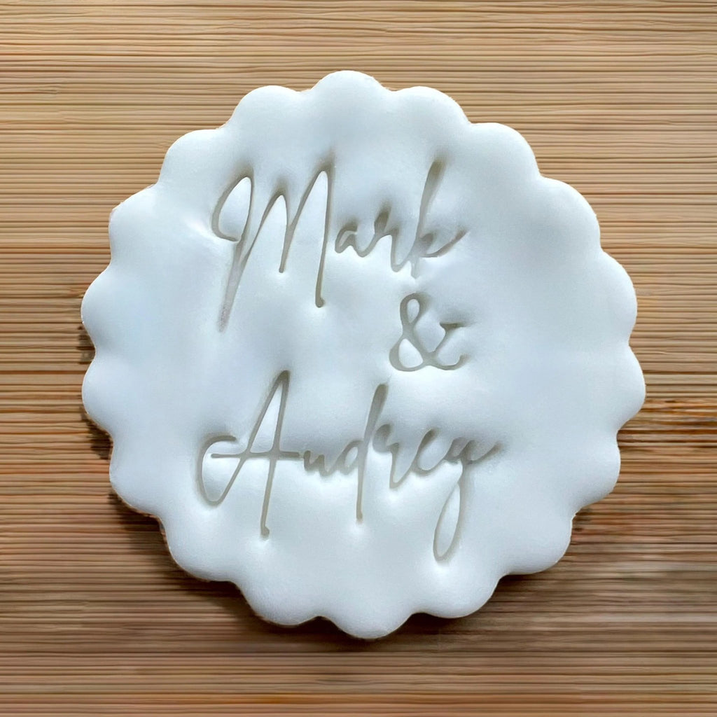 Custom Wedding Names Cookie Stamp, Personalised Fondant Embosser Stencil, M&S All Butter Biscuit Favour Stamp - Embosser Boutique