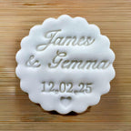 Custom Wedding Names and Date Cookie Stamp, Personalised Fondant Embosser Stencil, M&S All Butter Biscuit Favour Stamp - Embosser Boutique